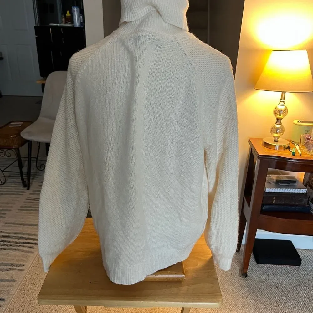 LOFT Cream Chunky Turtleneck Sweater Preppy Large